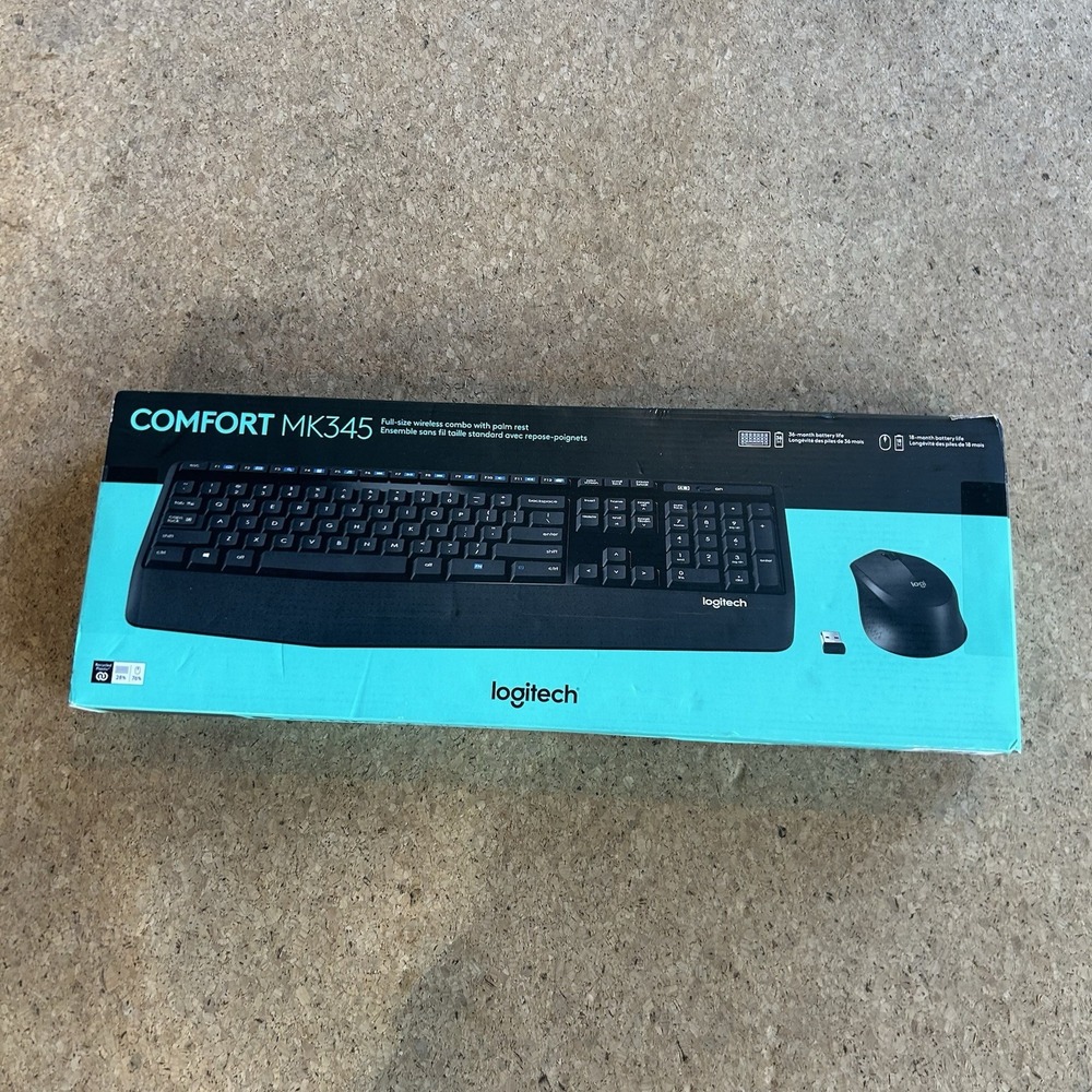 Logitech MK345 Wireless Combo Full-Sized Keyboard With Mouse NEW Sealed